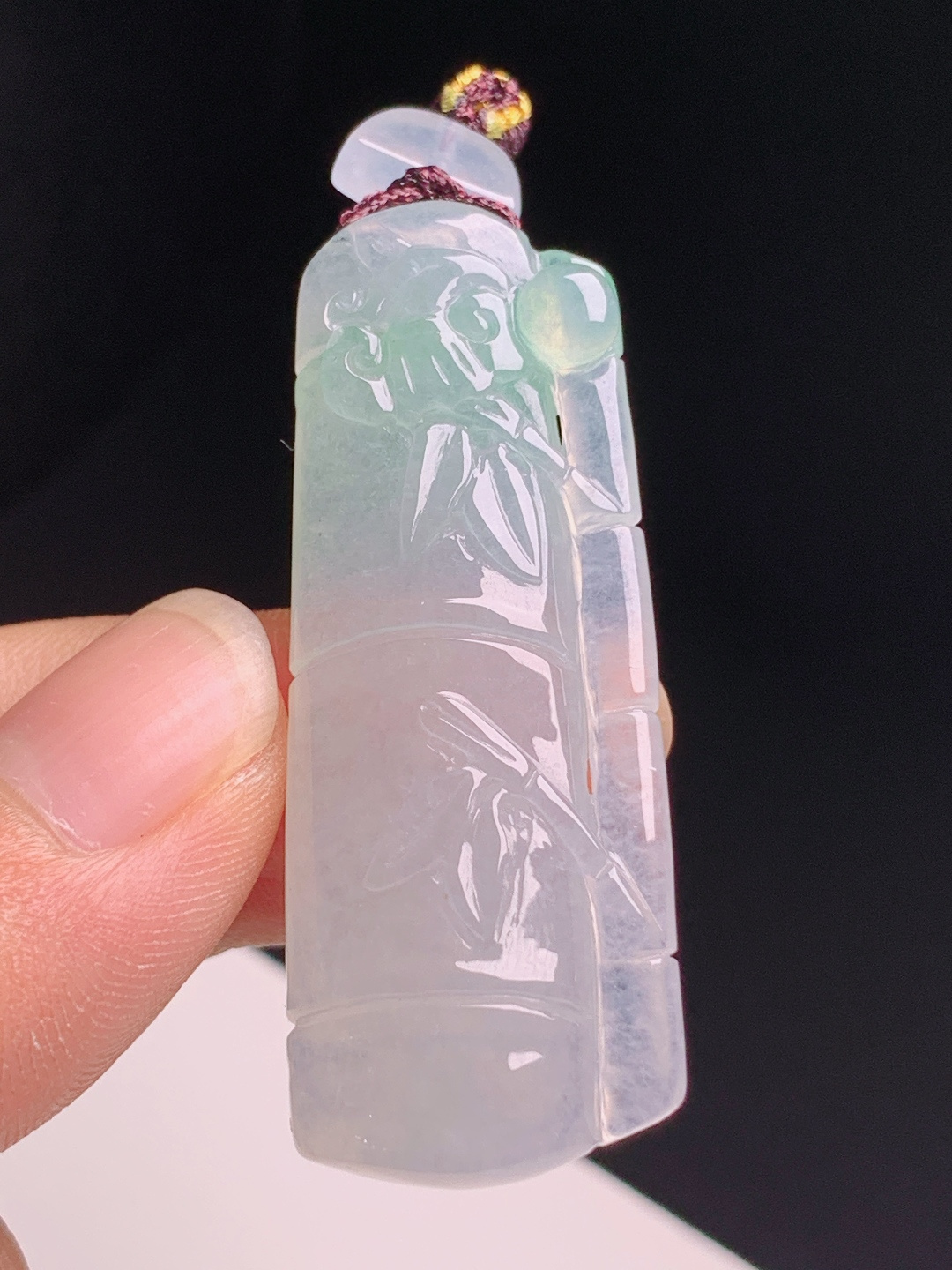 ️ 冰飘绿竹节吊坠，水润起胶雕工细腻，节节高升平安顺遂