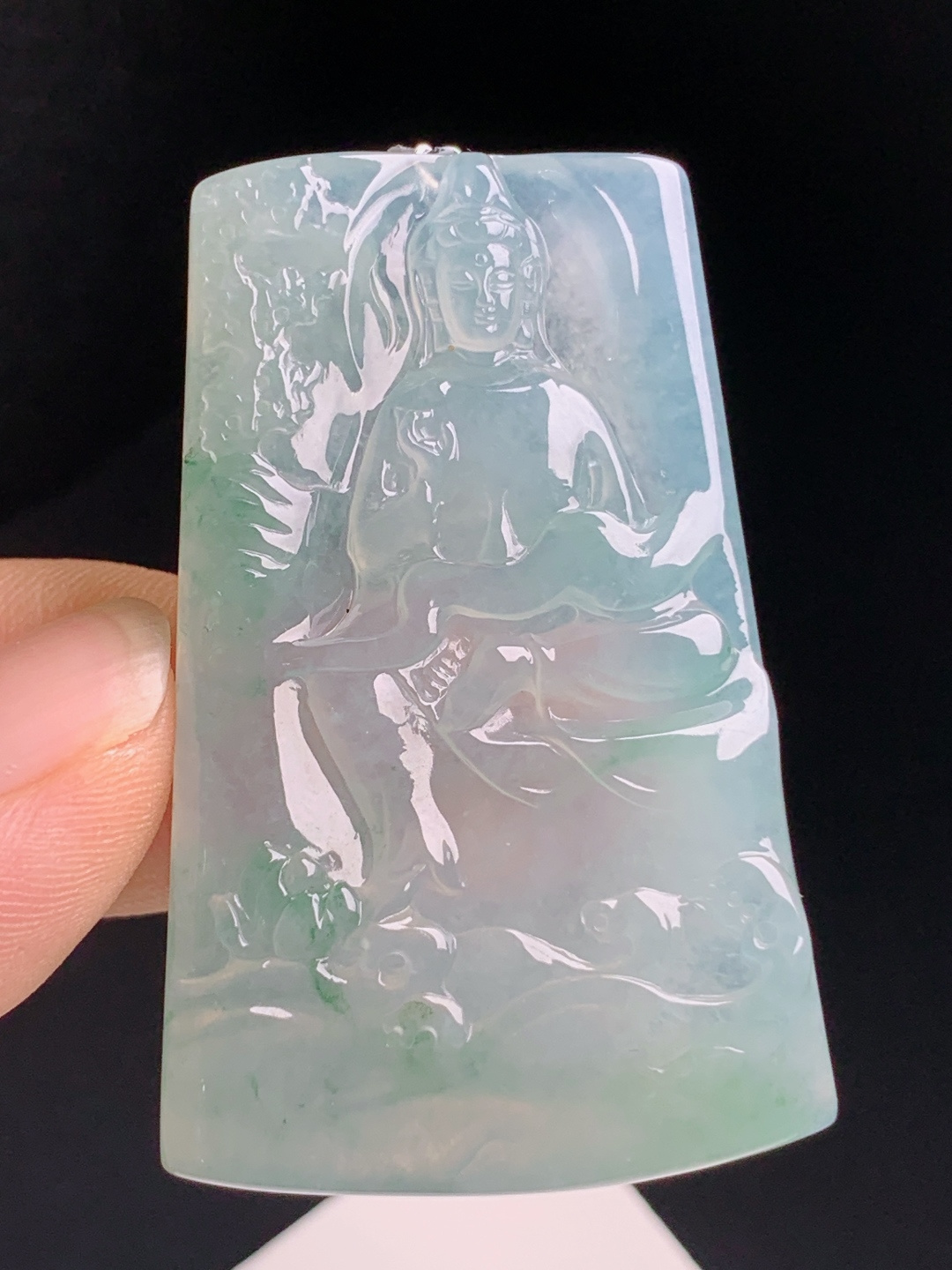 冰飘花山水观音牌，意境清雅雕工细腻，禅意悠然福泽绵长