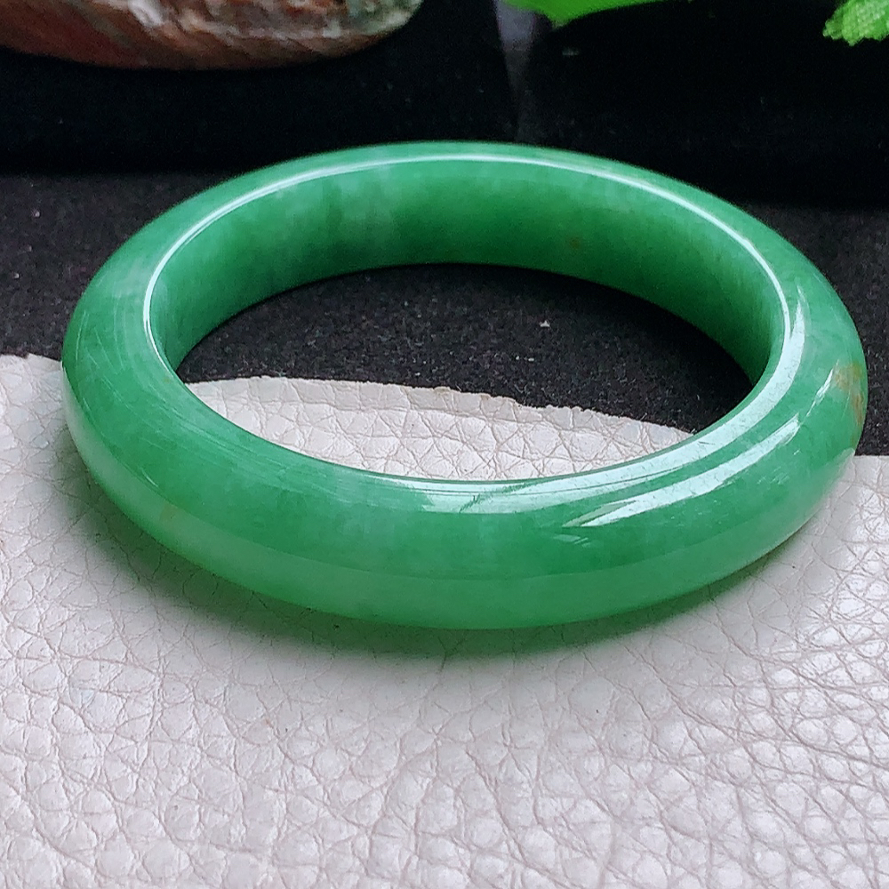yh实拍53*11.6*8.5平安镯 翡翠a货玉手镯满绿宽边珠宝玉手环