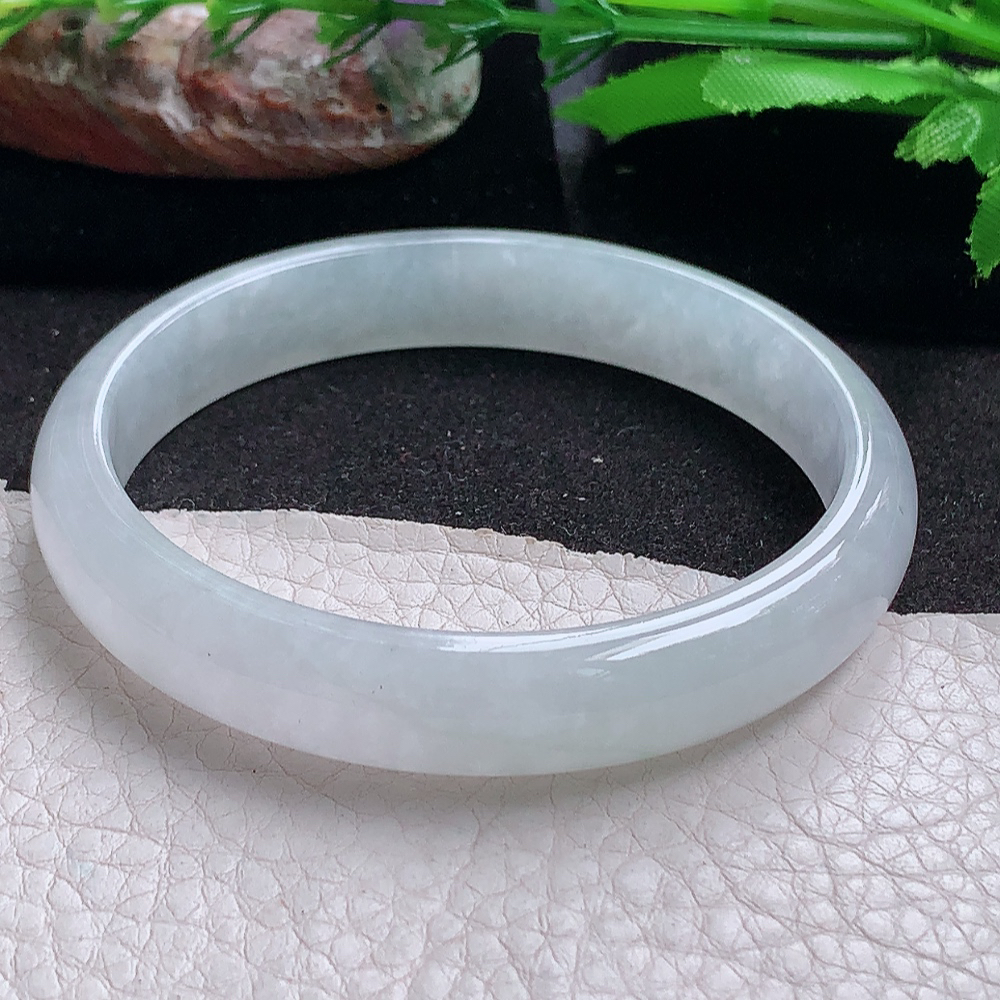 yh大圈口60*11.2*6.6平安镯 翡翠a货玉手镯冰润白月光宽边珠宝玉手环