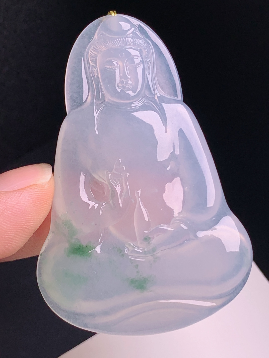 冰种飘花观音，种老起光清润通透，慈眉善目福韵满满