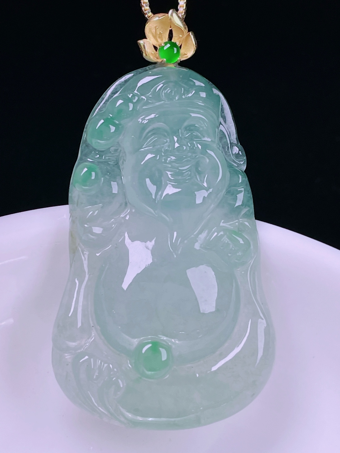 白冰财神，老种起光，细底通透，尺寸：47/26.2/6mm0614