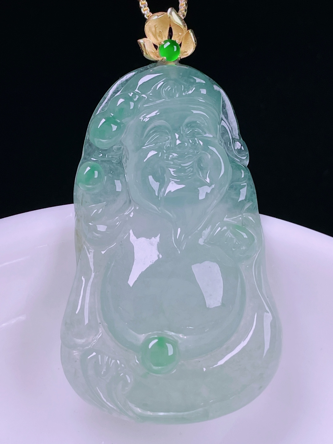 白冰财神，老种起光，细底通透，尺寸：47/26.2/6mm0614