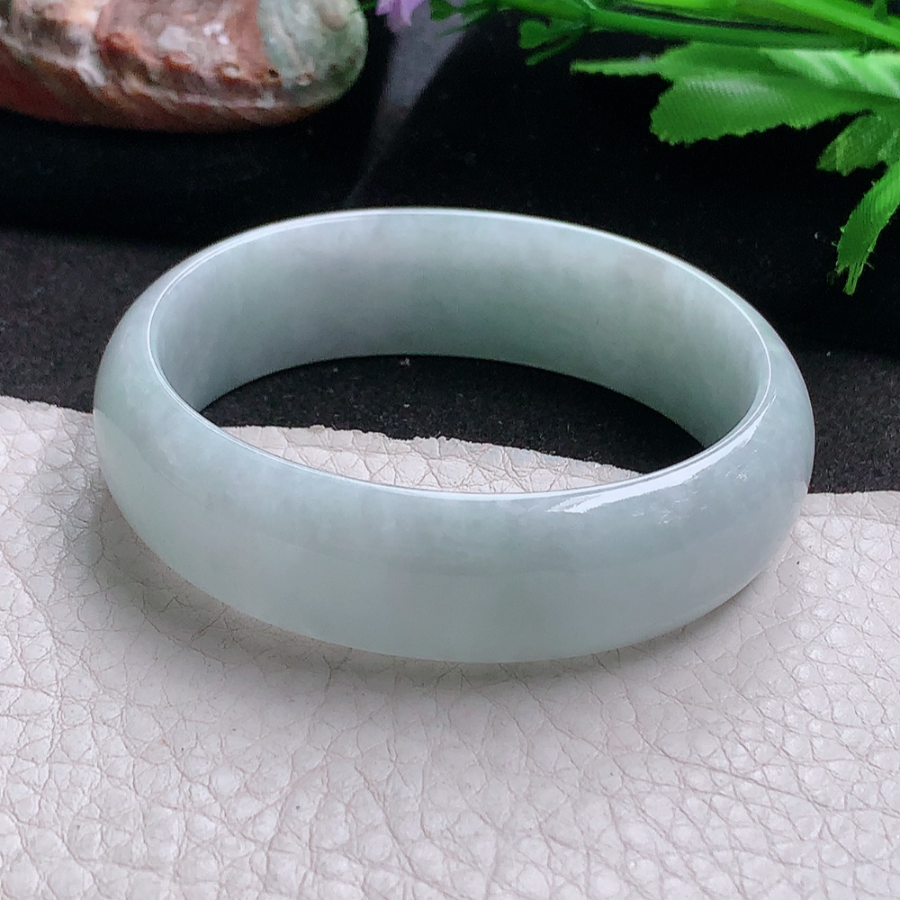 ll小圈口53*47*16.3*6.5贵妃轮胎镯 缅甸翡翠a货玉手镯浅绿宽边珠宝玉手环