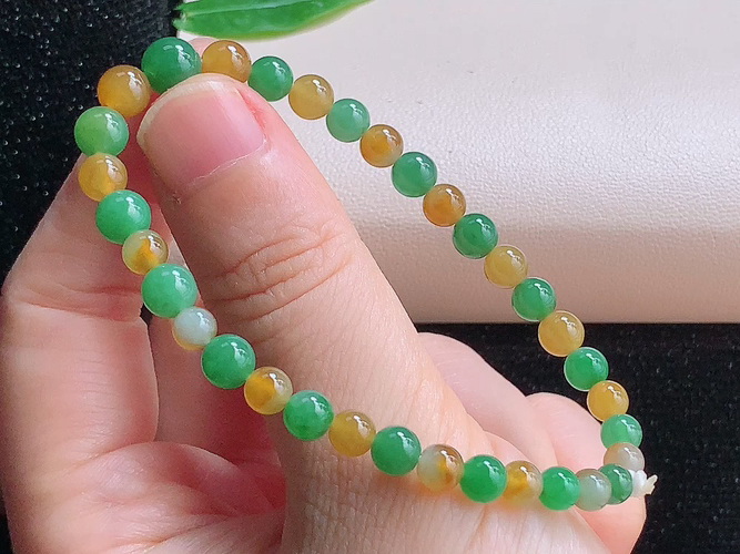 ️ 黄加绿手串，尺寸取一5.2mm，包A附证书