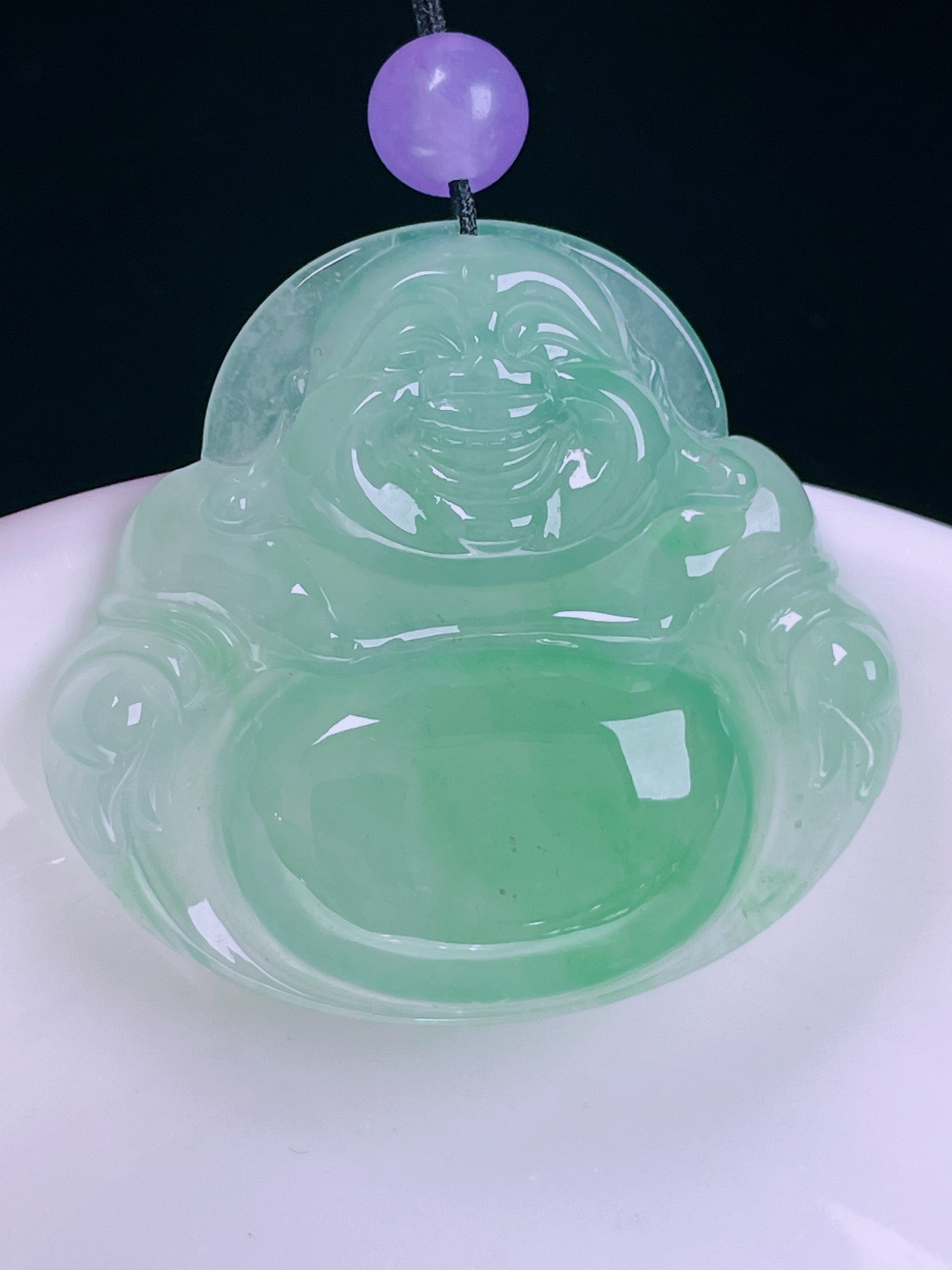 ️飘绿佛公，老种起光，细底通透，尺寸：33/35.3/6.6mm0614