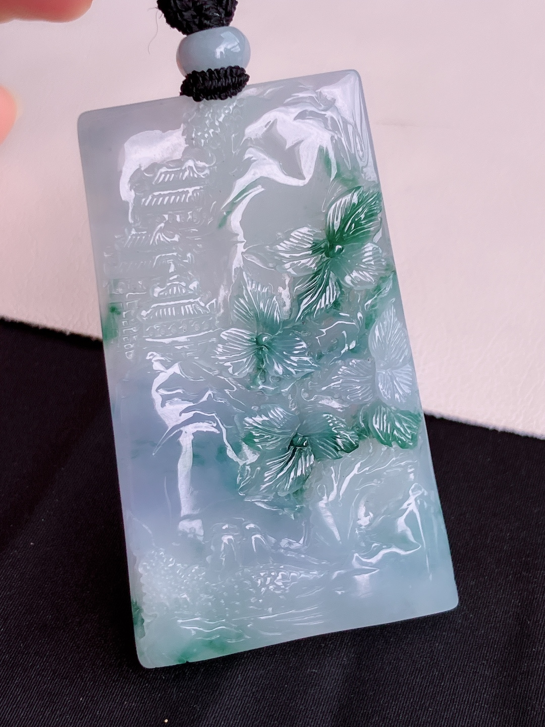 冰紫飘花山水牌，意境美，尺寸59.6/35.6/5.6/自然光实拍