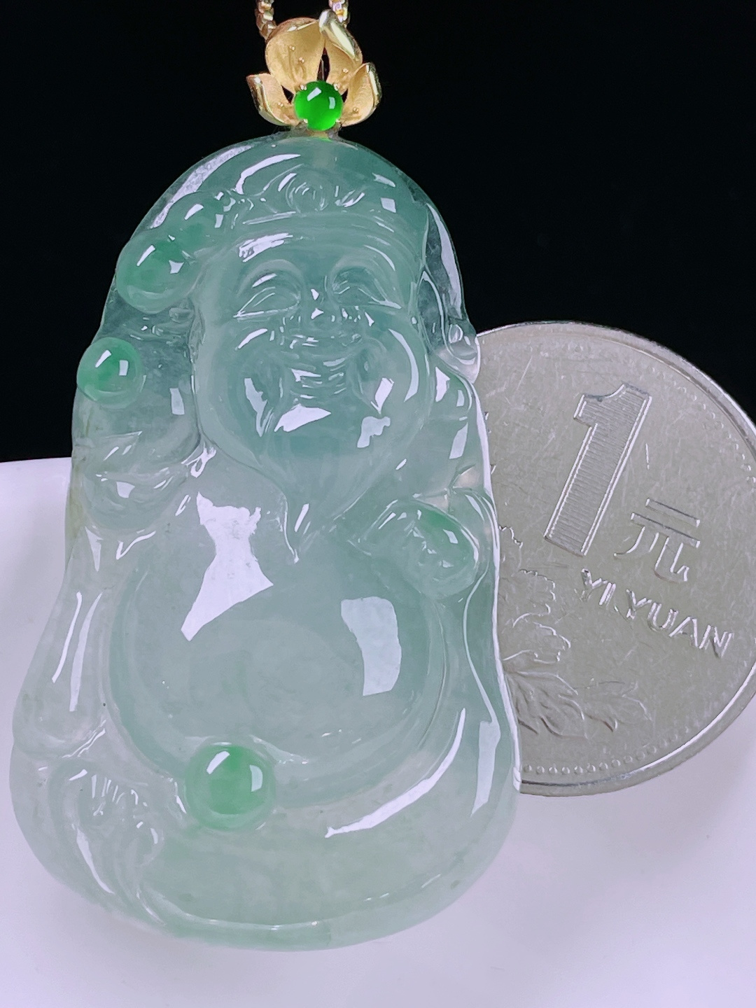 白冰财神，老种起光，细底通透，尺寸：47/26.2/6mm0614