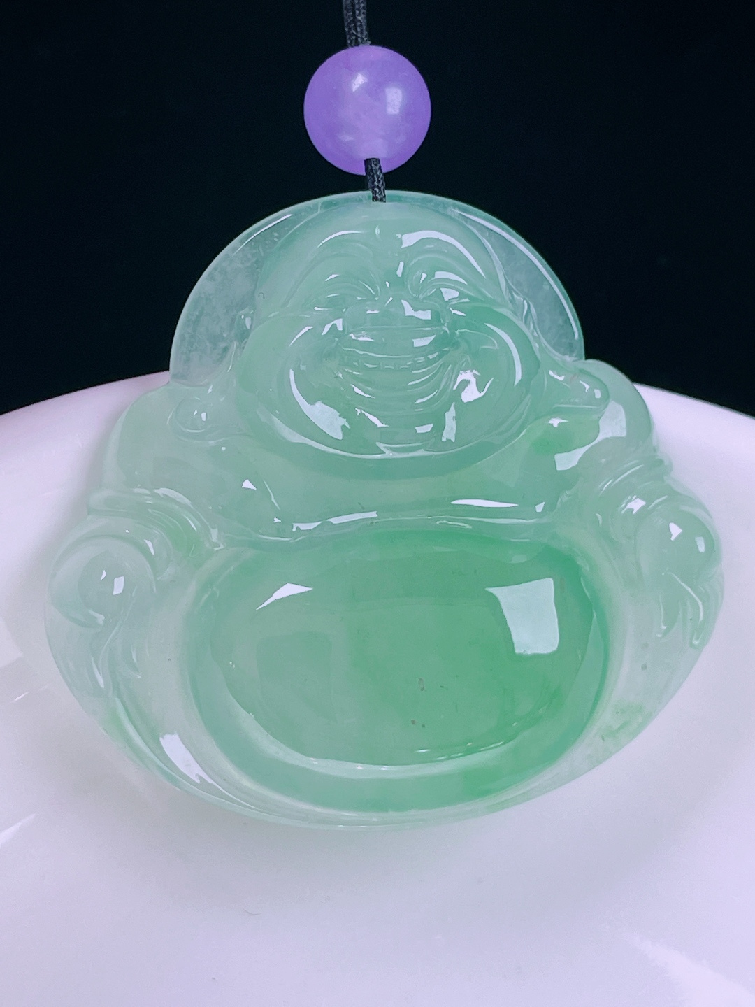 ️飘绿佛公，老种起光，细底通透，尺寸：33/35.3/6.6mm0614