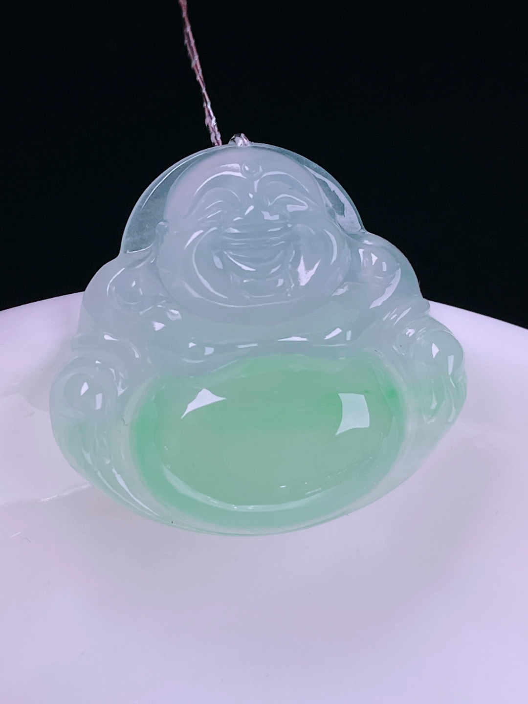 ️冰绿佛公，老种起光，细底通透，尺寸：26.3/29/6.5mm0614