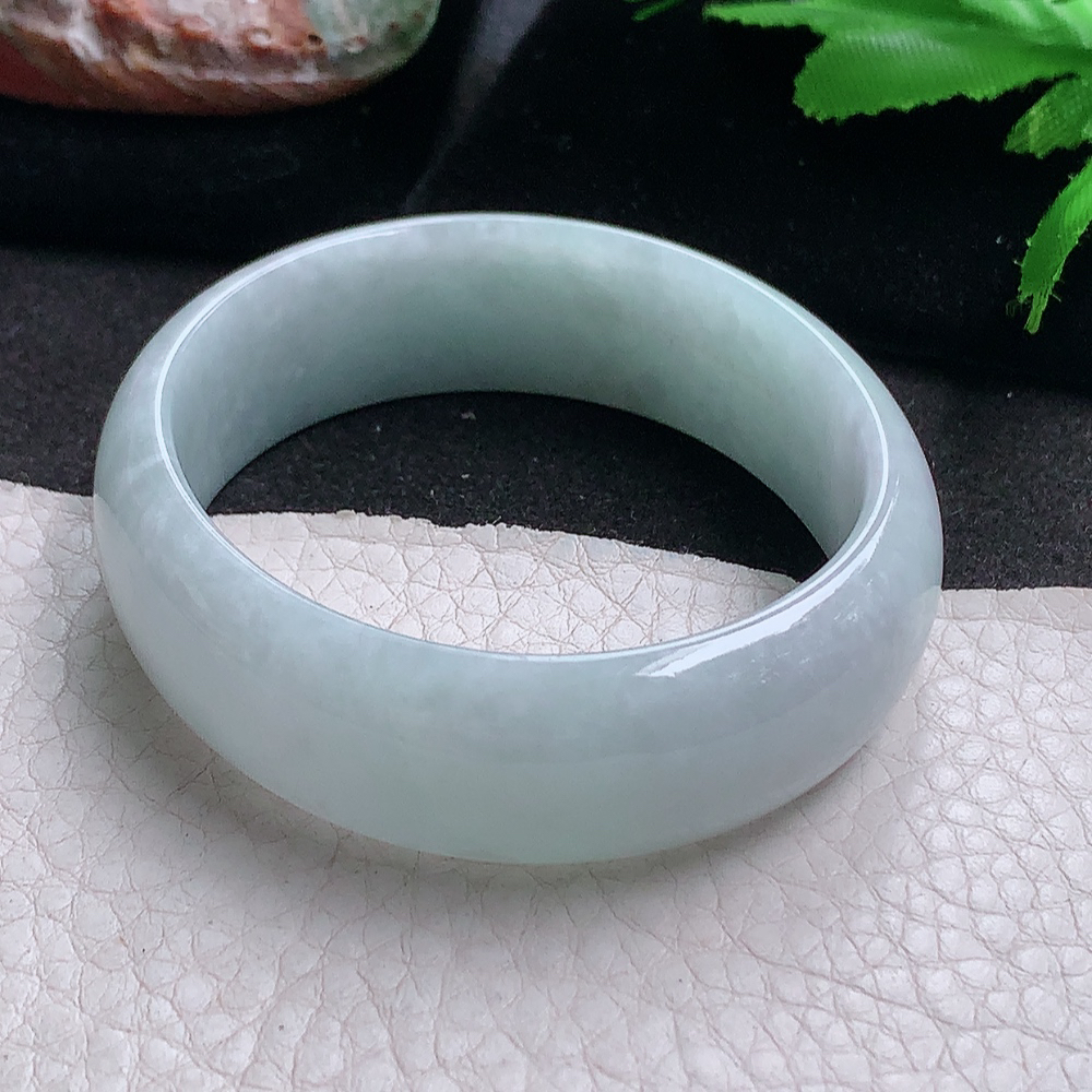 ll小圈口53*47*16.3*6.5贵妃轮胎镯 缅甸翡翠a货玉手镯浅绿宽边珠宝玉手环