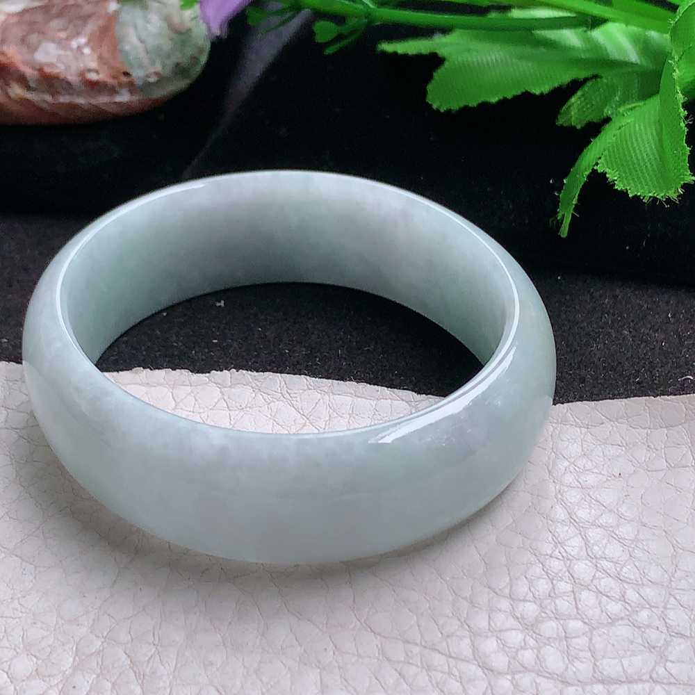 ll小圈口53*47*16.3*6.5贵妃轮胎镯 缅甸翡翠a货玉手镯浅绿宽边珠宝玉手环