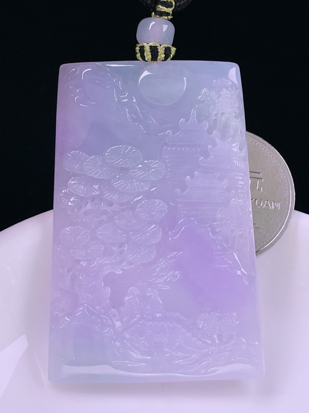 ️冰紫山水牌，老种起光，细底通透，尺寸：53.8/36.2/5.4mm0614