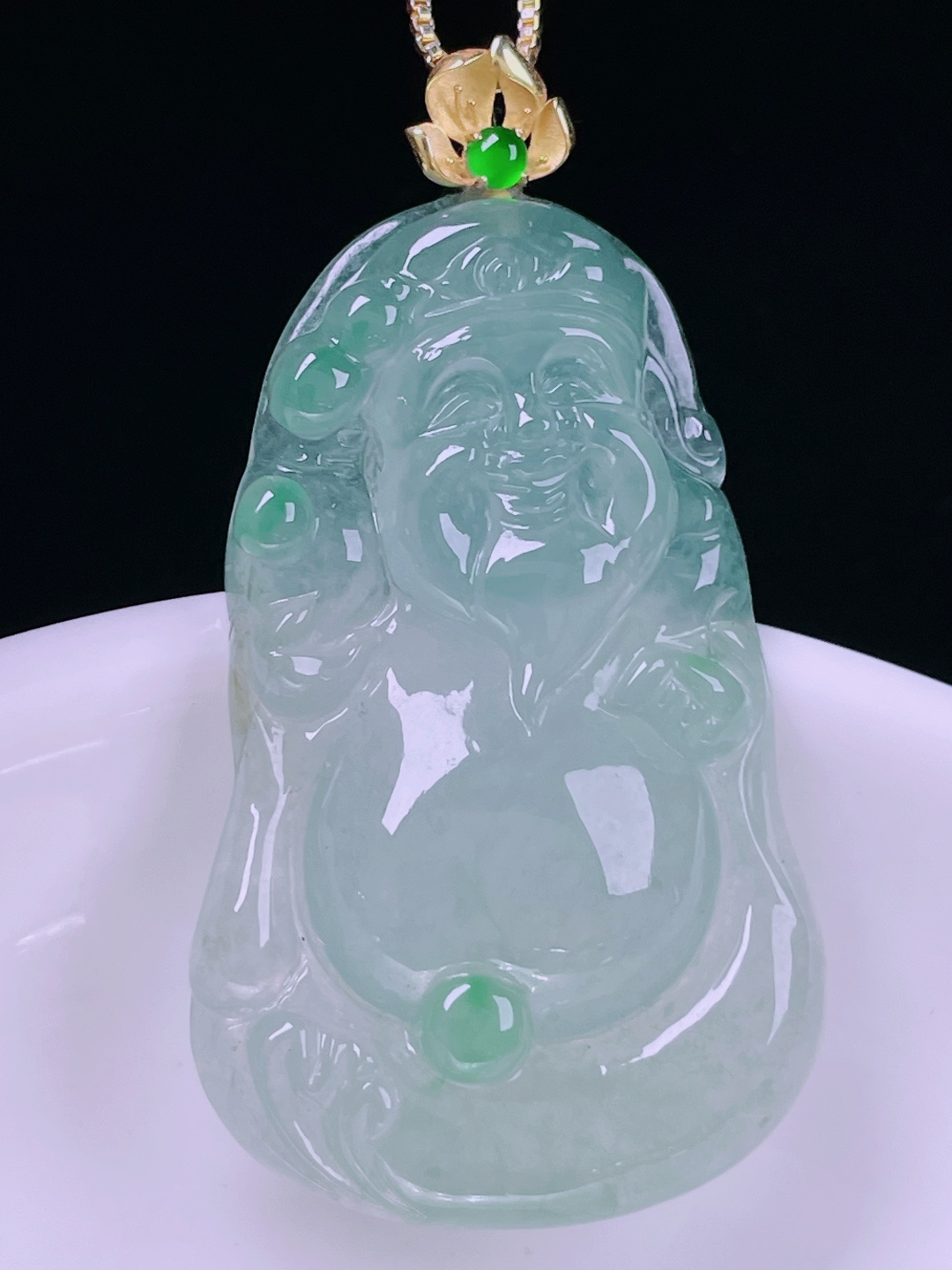 白冰财神，老种起光，细底通透，尺寸：47/26.2/6mm0614