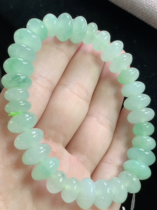 冰飘花算盘珠手串，尺寸11.8-6.2mm，L14xtg