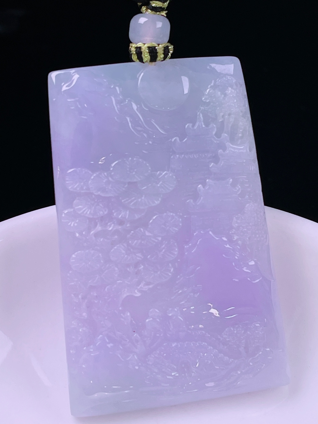 ️冰紫山水牌，老种起光，细底通透，尺寸：53.8/36.2/5.4mm0614