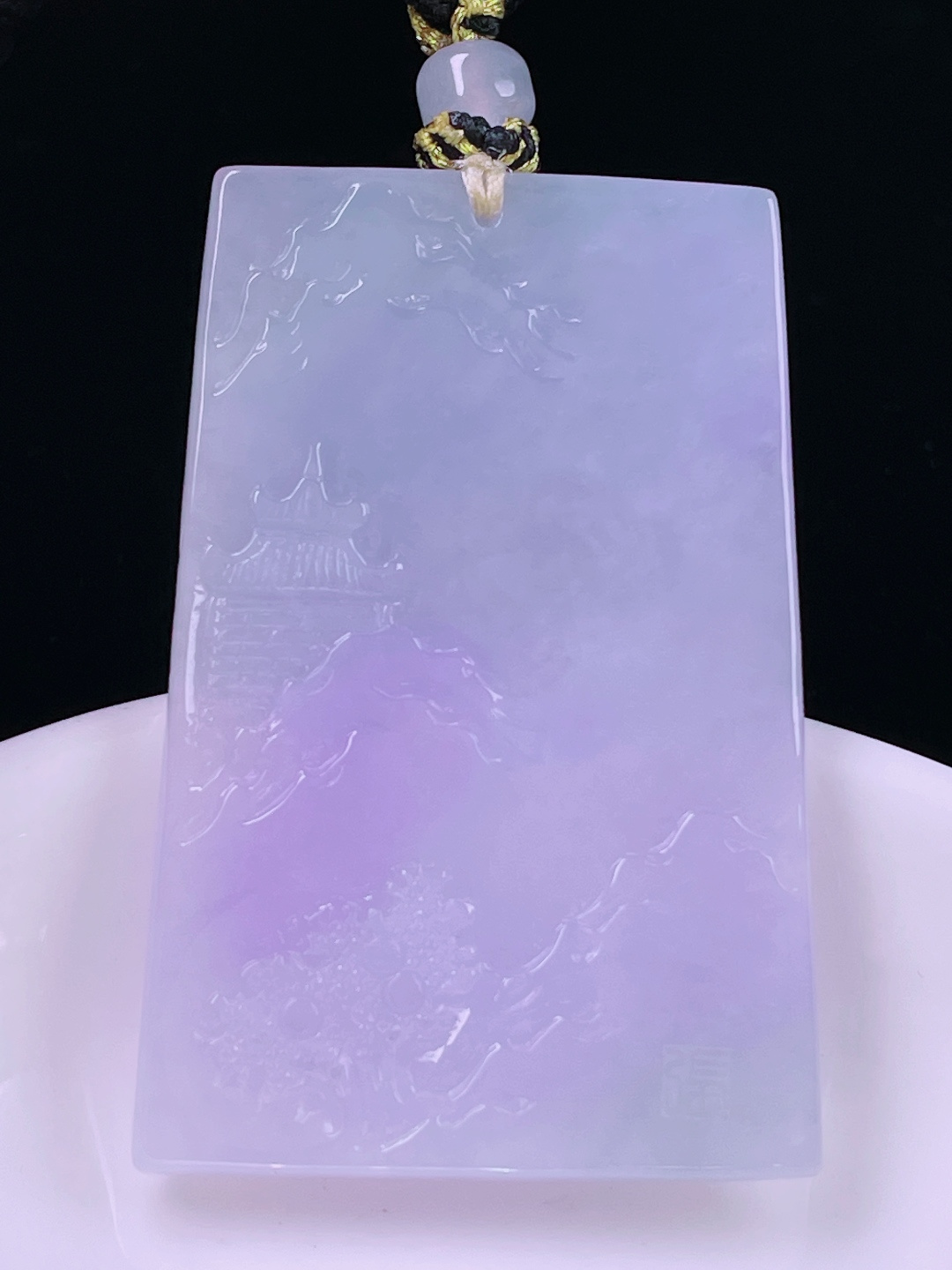 ️冰紫山水牌，老种起光，细底通透，尺寸：53.8/36.2/5.4mm0614