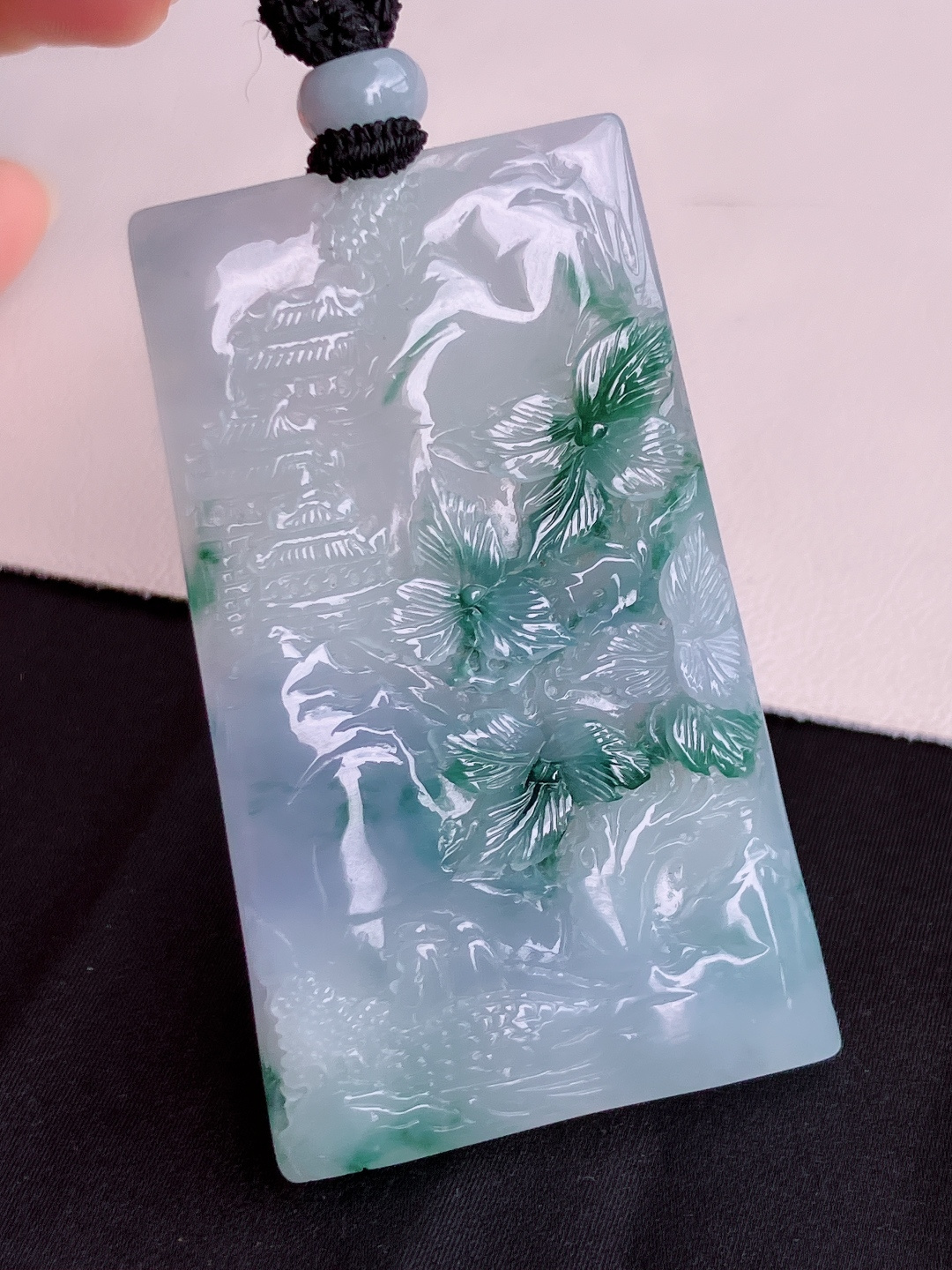 冰紫飘花山水牌，意境美，尺寸59.6/35.6/5.6/自然光实拍