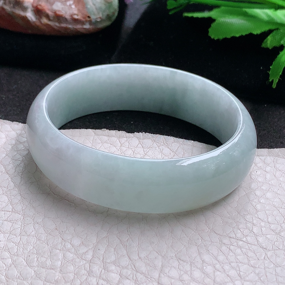 ll小圈口53*47*16.3*6.5贵妃轮胎镯 缅甸翡翠a货玉手镯浅绿宽边珠宝玉手环