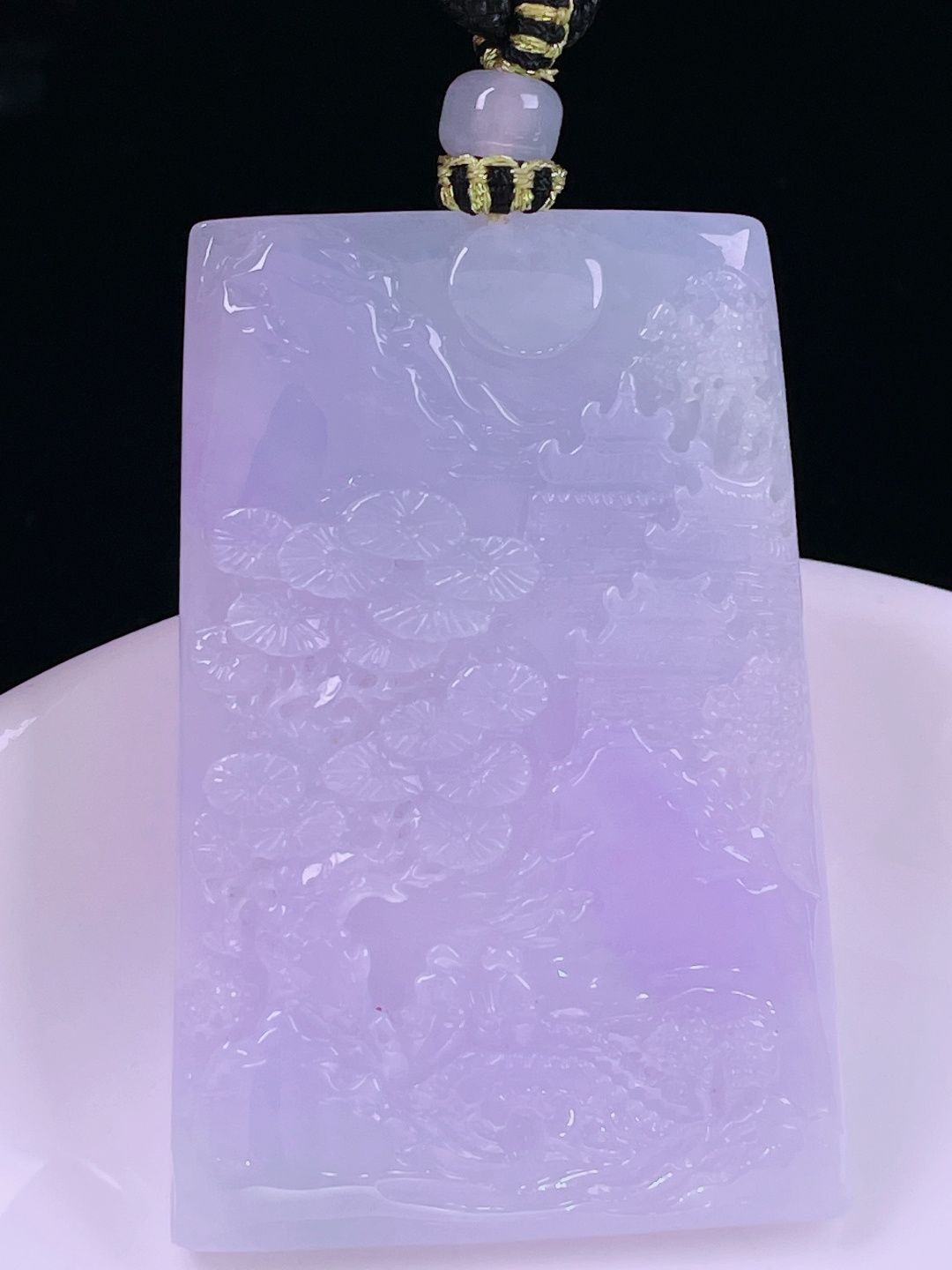 ️冰紫山水牌，老种起光，细底通透，尺寸：53.8/36.2/5.4mm0614