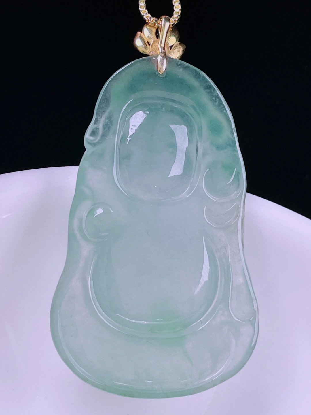 白冰财神，老种起光，细底通透，尺寸：47/26.2/6mm0614