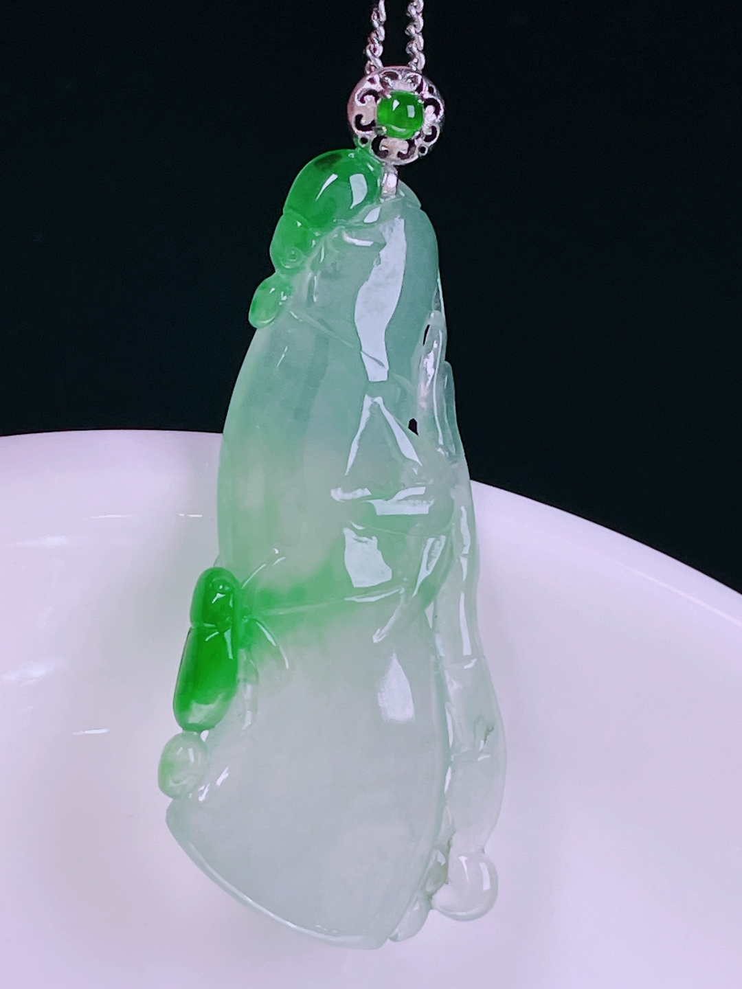 ️冰绿节节高升，老种起光，细底通透，尺寸：42.7/17.7/4.2mm0614