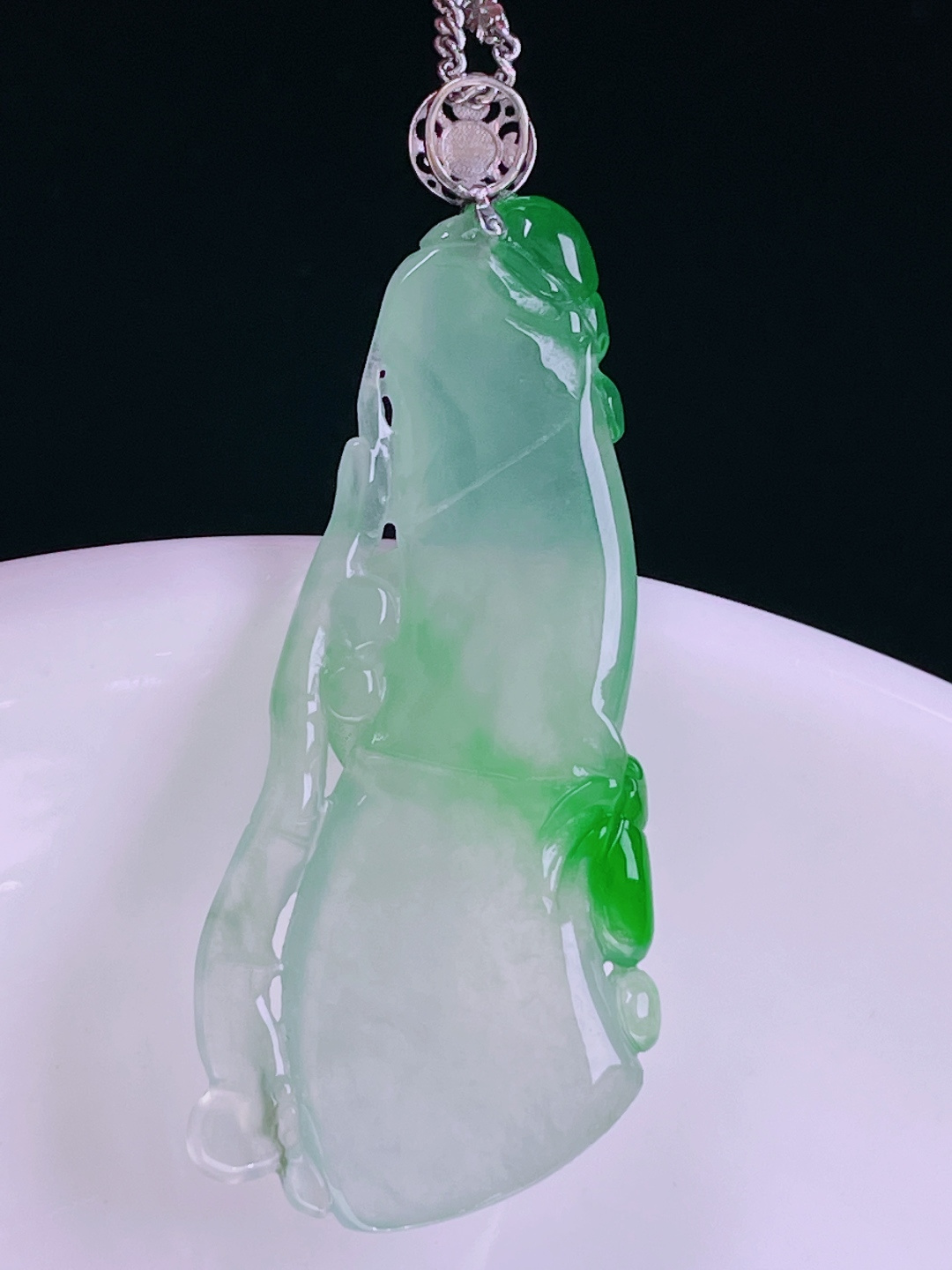 ️冰绿节节高升，老种起光，细底通透，尺寸：42.7/17.7/4.2mm0614