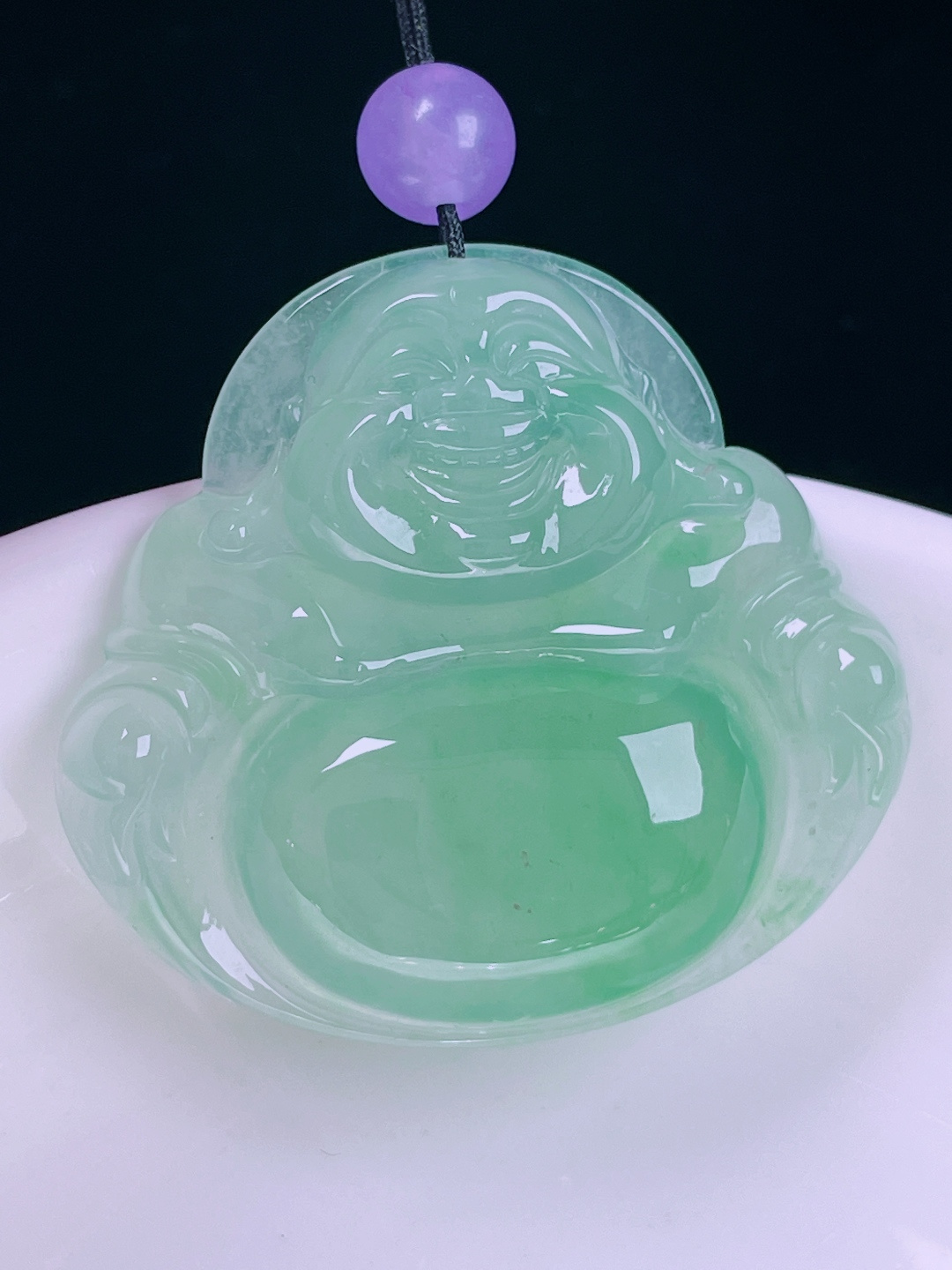 ️飘绿佛公，老种起光，细底通透，尺寸：33/35.3/6.6mm0614