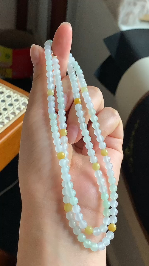 天然翡翠，冰透珠链 尺寸5 bc614