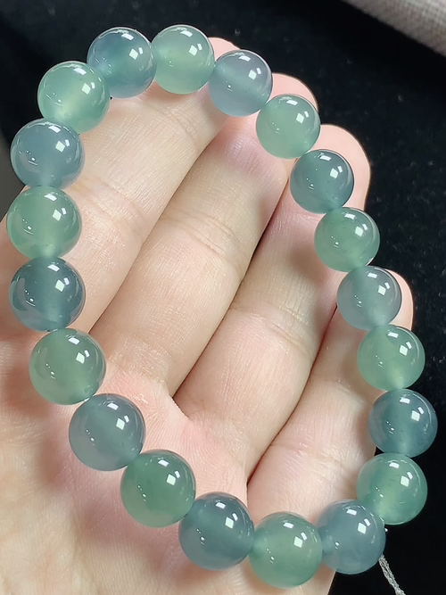 冰蓝水玉珠手串，尺寸9.8mm，L14xtg