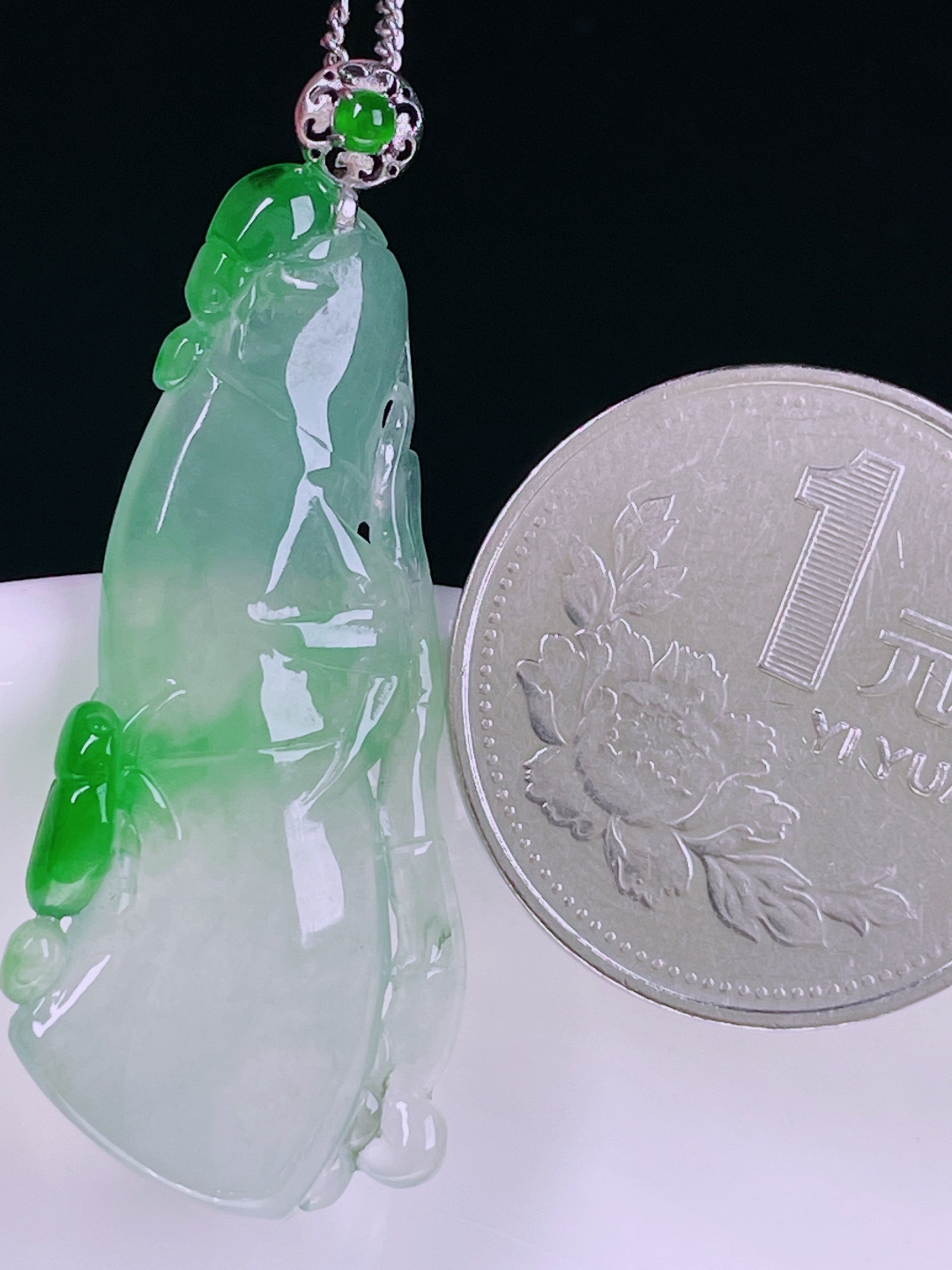 ️冰绿节节高升，老种起光，细底通透，尺寸：42.7/17.7/4.2mm0614