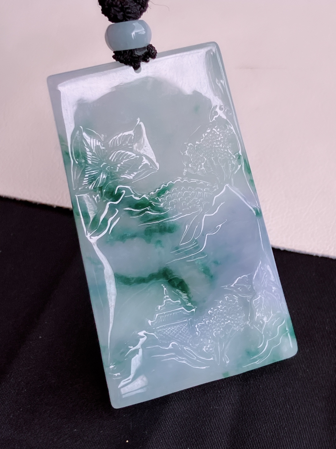 冰紫飘花山水牌，意境美，尺寸59.6/35.6/5.6/自然光实拍