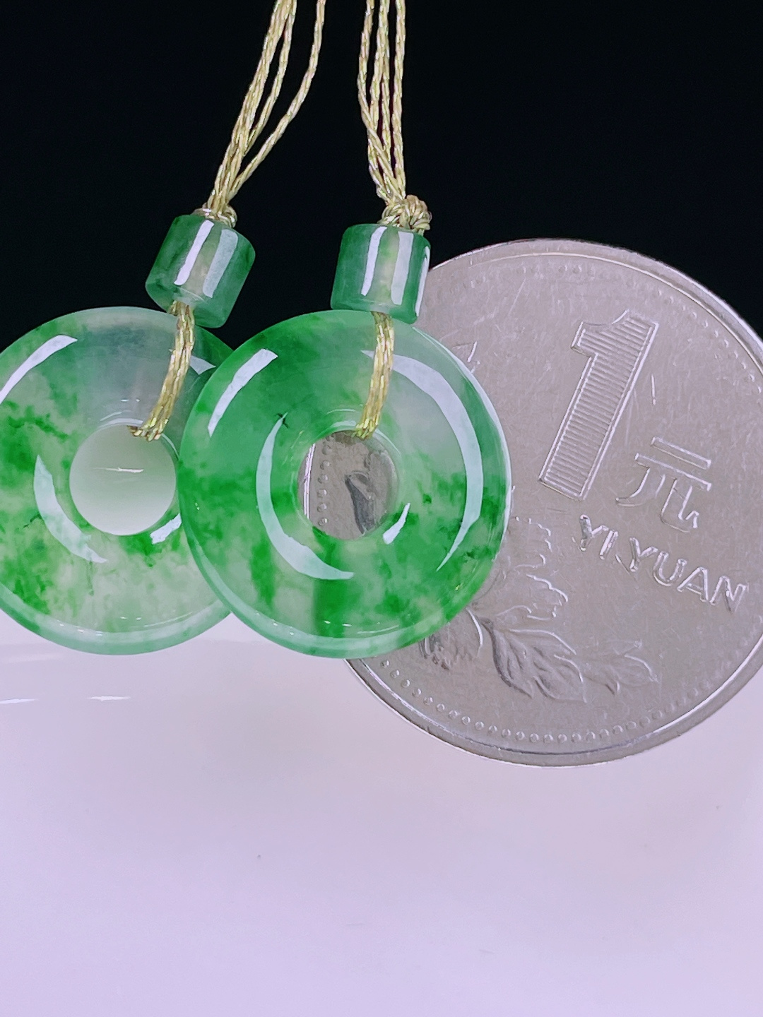️冰绿耳坠，老种起光，细底通透，尺寸：16/3.2mm0614