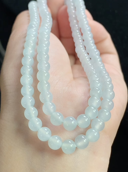 冰种玉珠项链，尺寸5.0-5.8mm，108颗，L14xtg