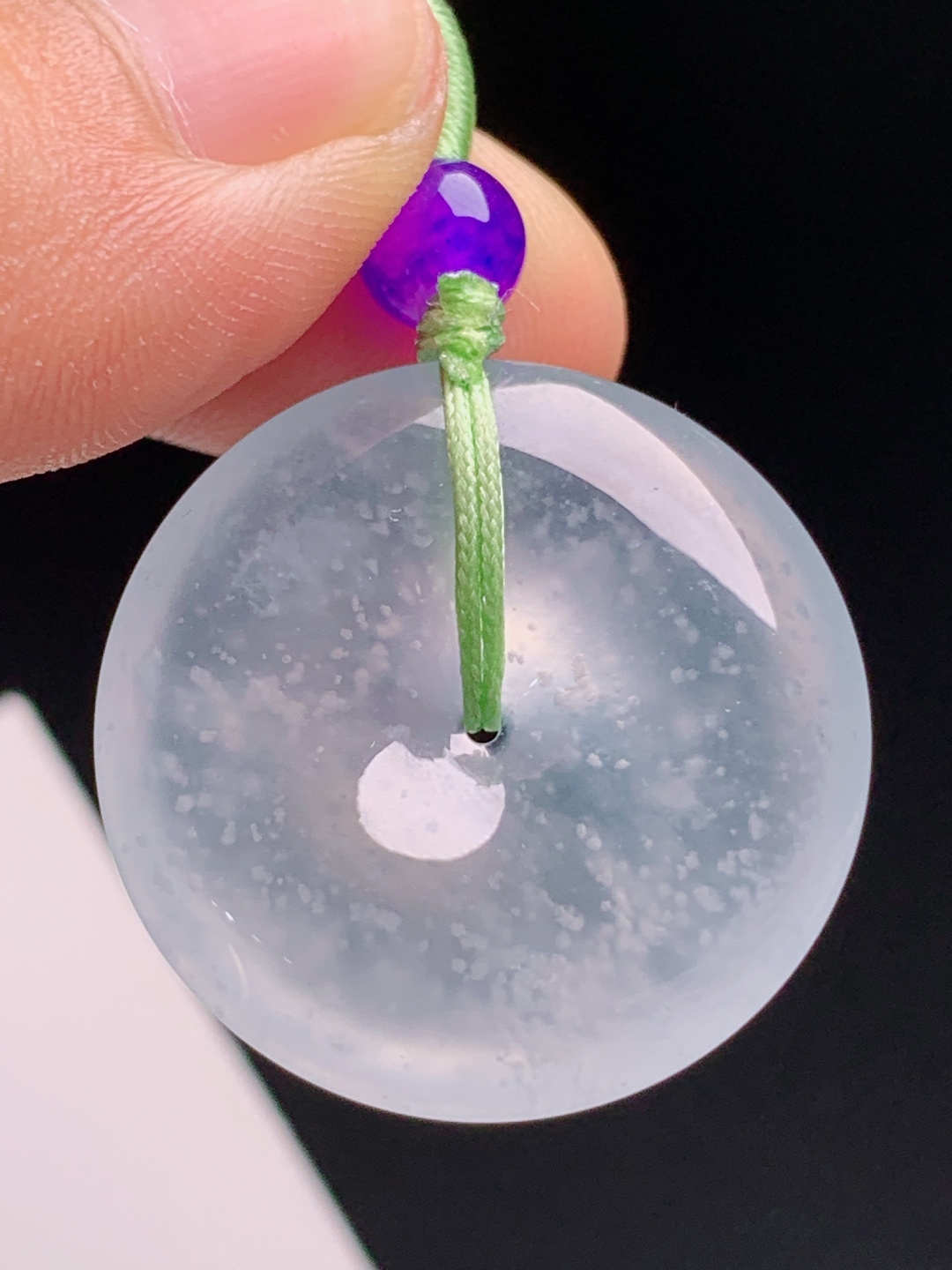 ️ 木那雪花棉平安扣，冰透胶感雪花意境，种老莹润平安百搭 裸石27.1-5.9 490612