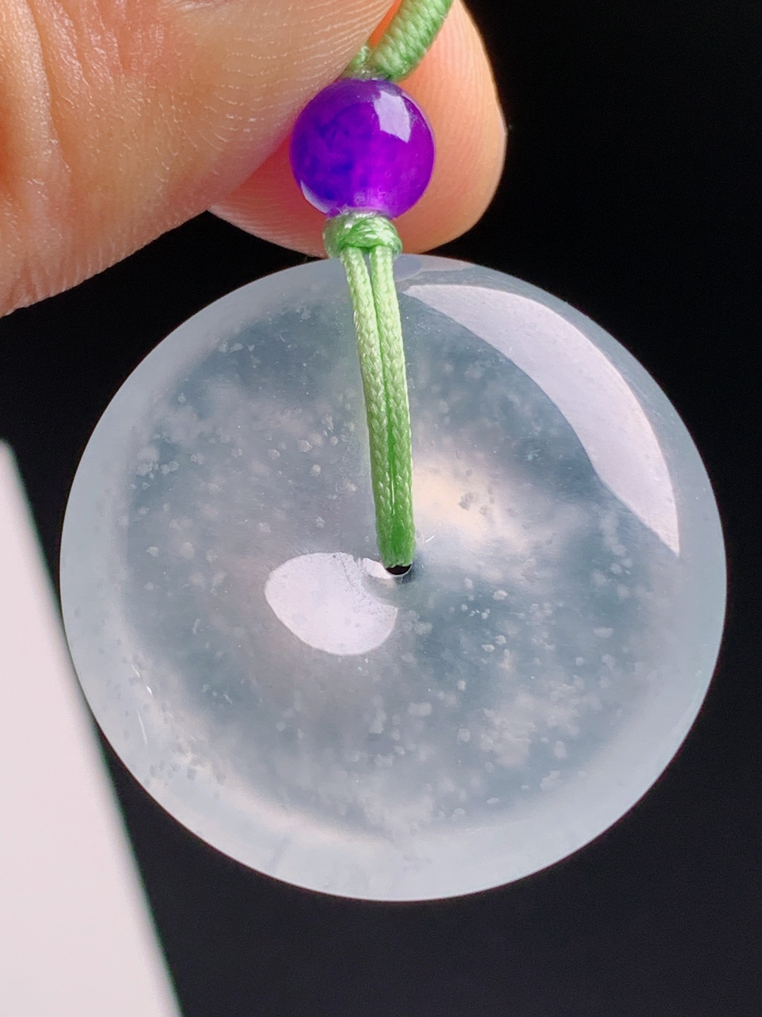 ️ 木那雪花棉平安扣，冰透胶感雪花意境，种老莹润平安百搭 裸石27.1-5.9 490612