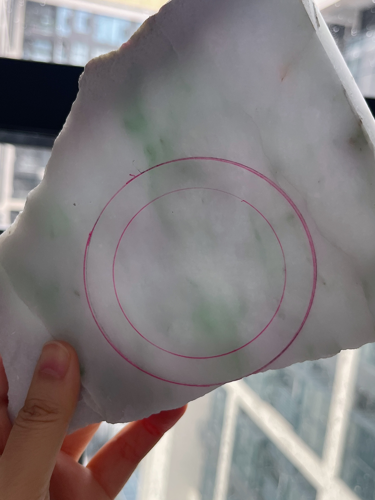 翡翠板料，⭕️正圈最大做62，圆条最大做58