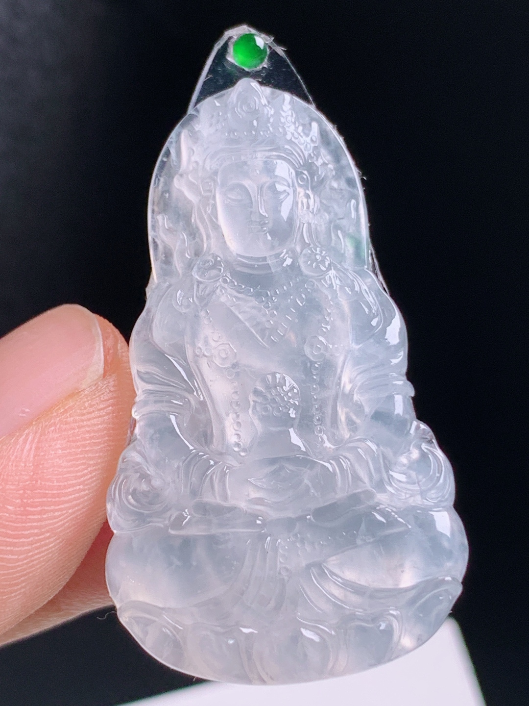 ️ 度母，冰透胶感雕工精湛，开脸端庄莹润通透