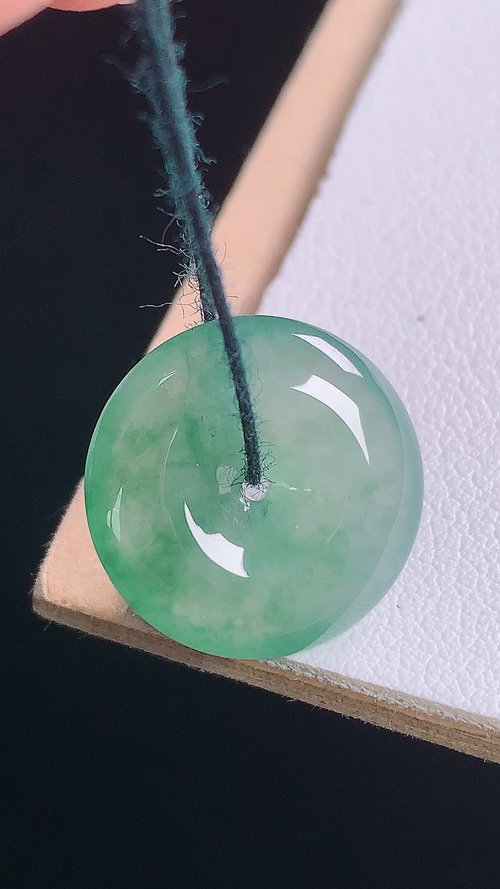 冰晴飘花平安扣，无裂，尺寸:16.6-4.5mm 14