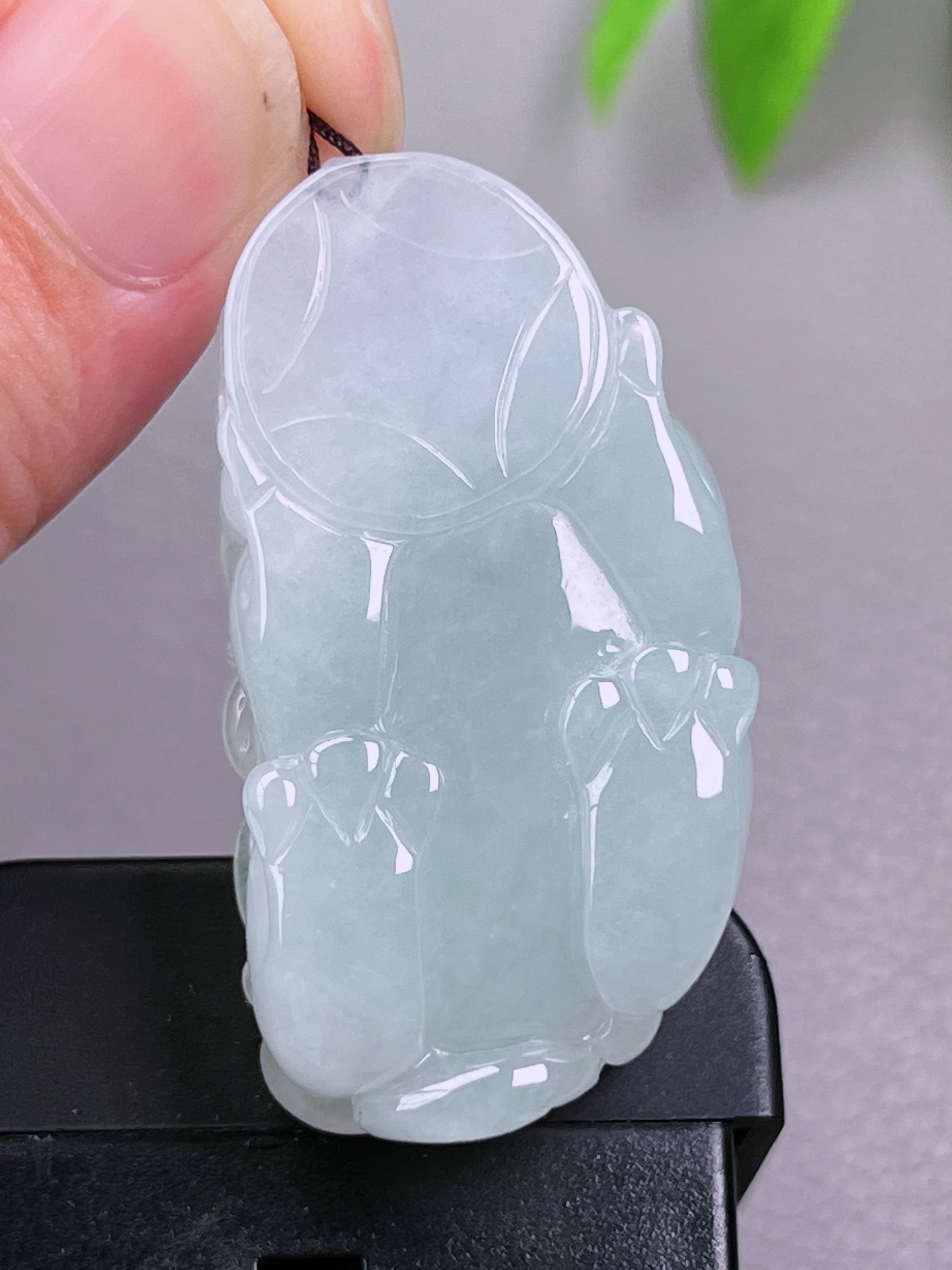 高冰貔貅，无裂，种水油润，冰透水润，起荧光，尺寸：42.3-23.2-12.3