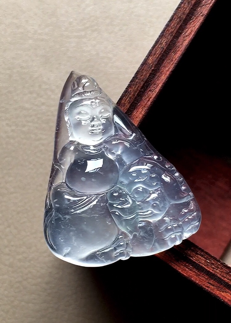 ️ 玻璃种文殊菩萨 底子水润无比，工艺精细，无裂尺寸27.6*21*5.2