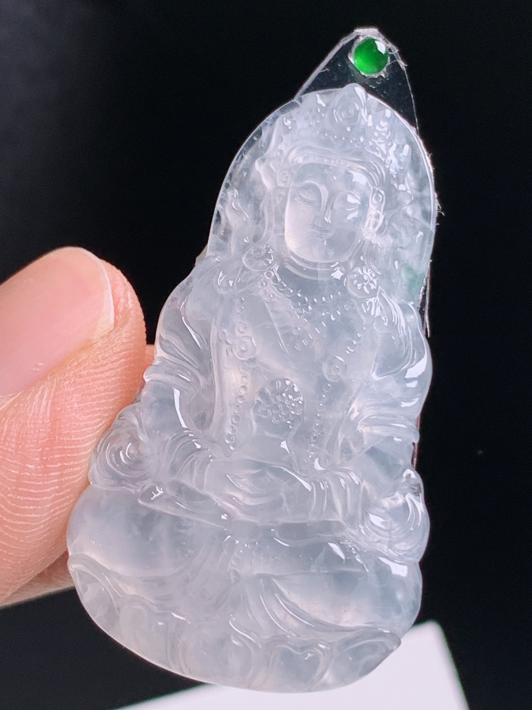 ️ 度母，冰透胶感雕工精湛，开脸端庄莹润通透