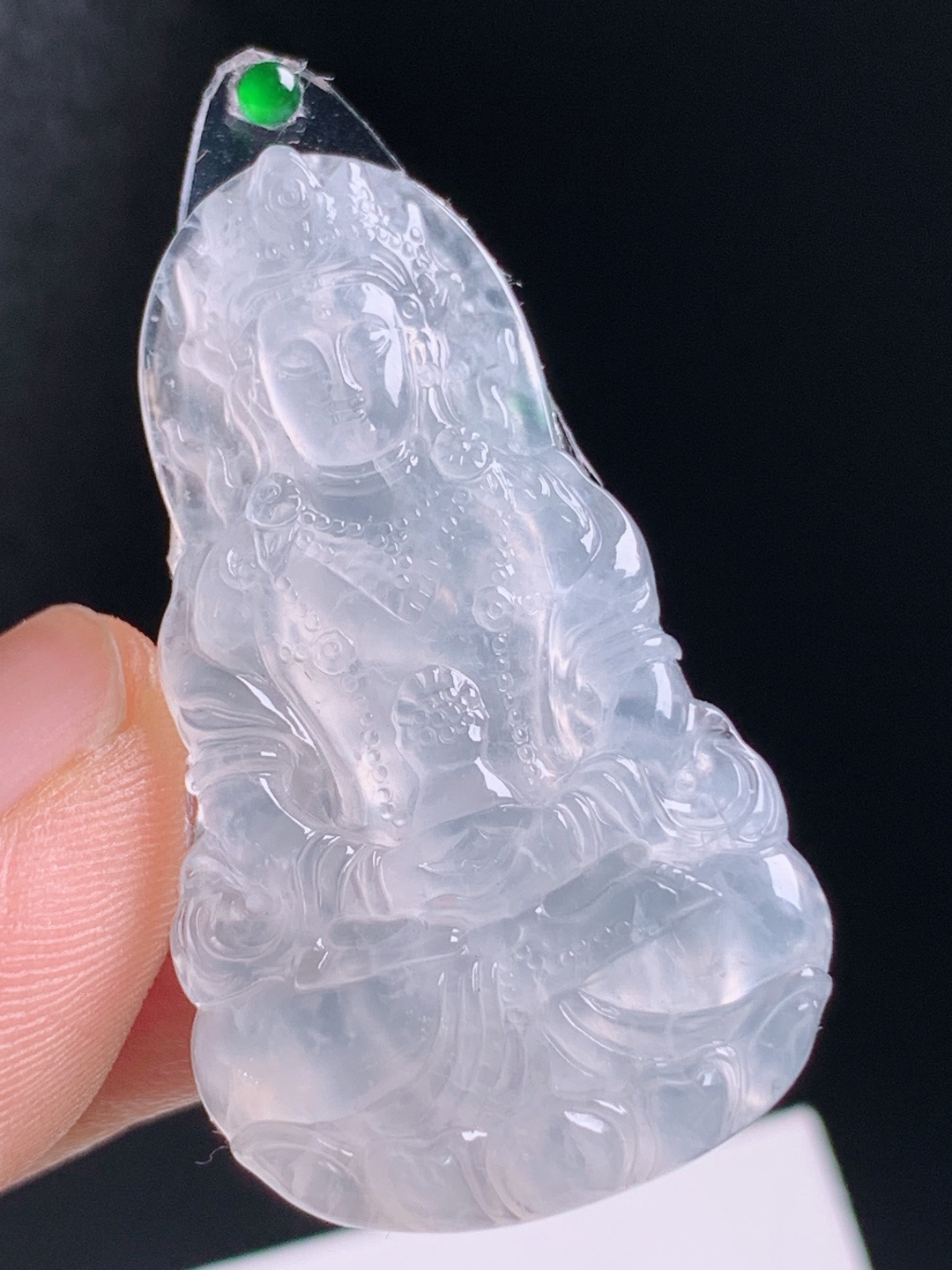 ️ 度母，冰透胶感雕工精湛，开脸端庄莹润通透