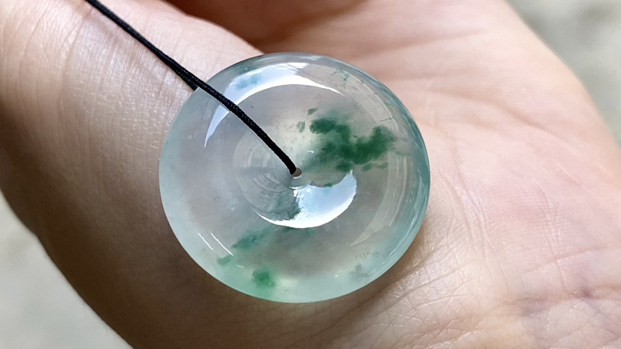 ️ 冰种飘彩平安扣 25.5*5.8