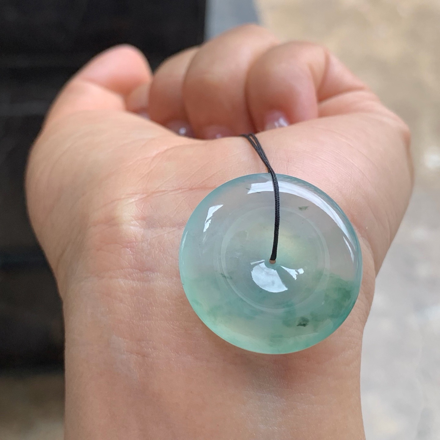 冰种飘花平安扣 水润