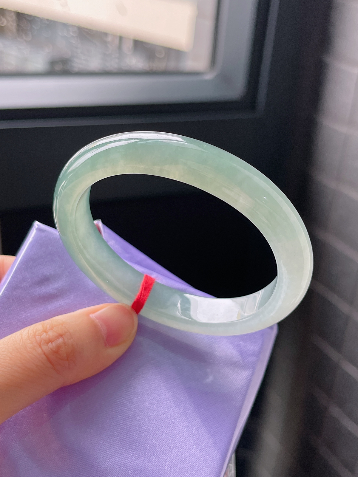贵妃53.5，冰湖水蓝贵妃圈口翡翠手镯