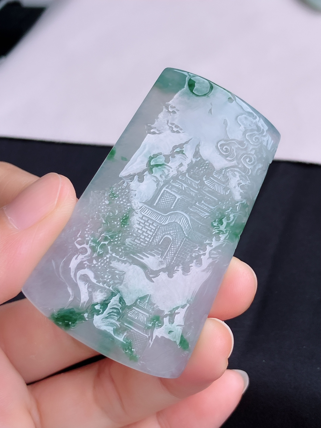 冰飘花山水牌，意境美，尺寸63.5/38.6/6/自然光实拍
