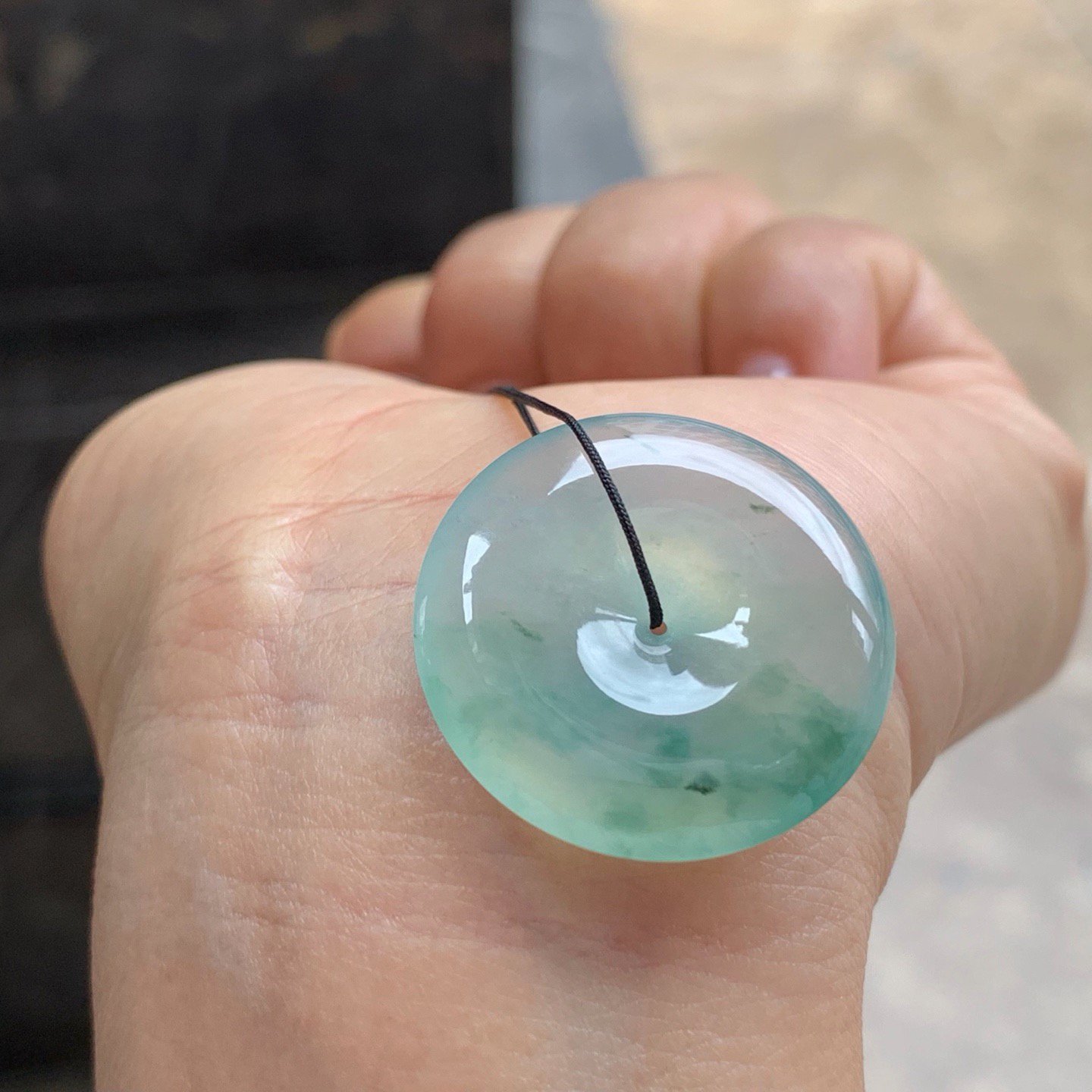 冰种飘花平安扣 水润