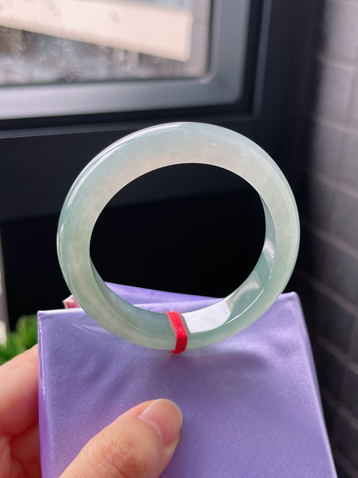 贵妃53.5，冰湖水蓝贵妃圈口翡翠手镯