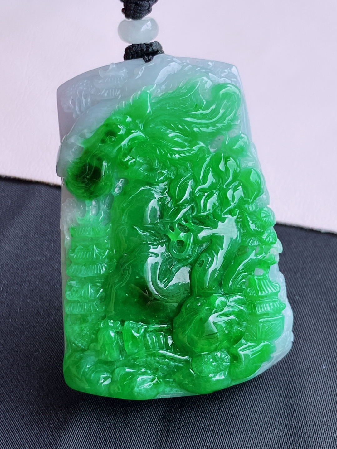 翠绿山水牌，意境美，尺寸56.3/37/15.3/自然光实拍